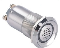 Alarmgiver (buzzer), 19 mm, med rødt LED lys/85dB, 12 volt
