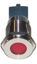 Alarmlampe, 16 mm, med rødt LED lys, 12 volt