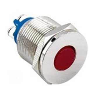 Alarmlampe, 19 mm, med rødt LED lys, 12 volt