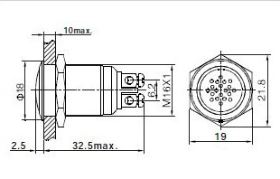 Alarmgiver (buzzer), 16 mm, 85dB, 12 volt